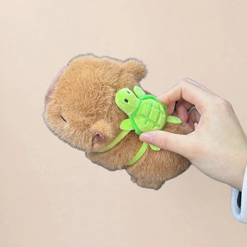 Capybara plush with turtle - capybara,
